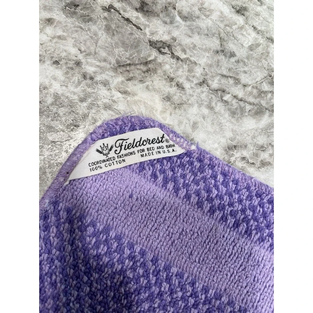 Fieldcrest Purple Cloth Cotton Fringe Towels 3 Piece Set Hand Bath MCM Vintage